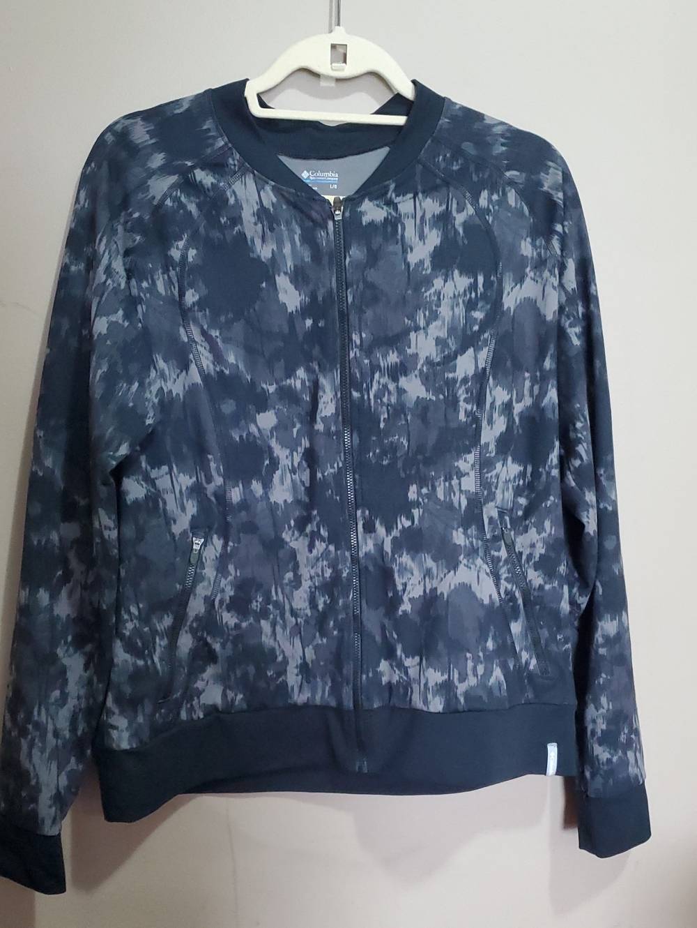 Columbia Black And Gray Tie-Dye Zip Bomber Jacket Size Large